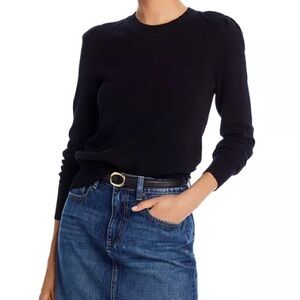 AQUA Cashmere Puff Sleeve Crewneck Cashmere Sweater